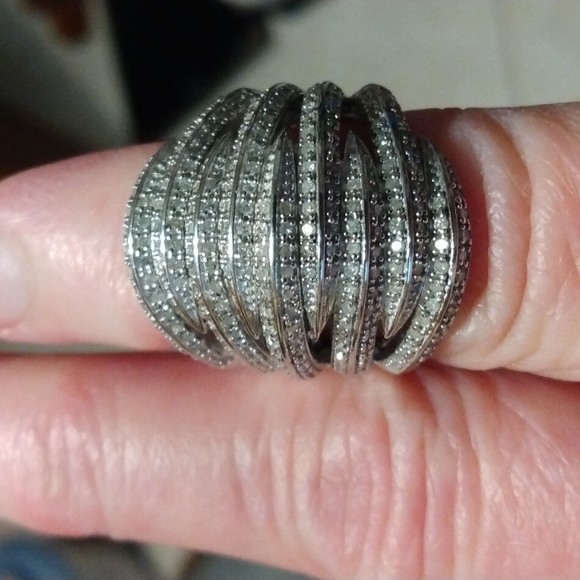 Stamped .925 Diamond Ring    11.5 Grams - Picture 2 of 3